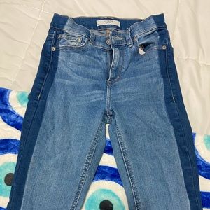 Two-Tone Blue Skinny Jeans